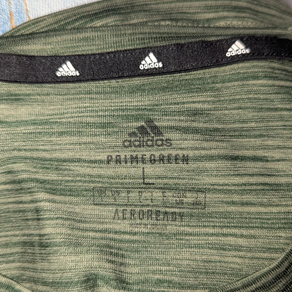 Adidas Men's Green‎ Striped Shirt